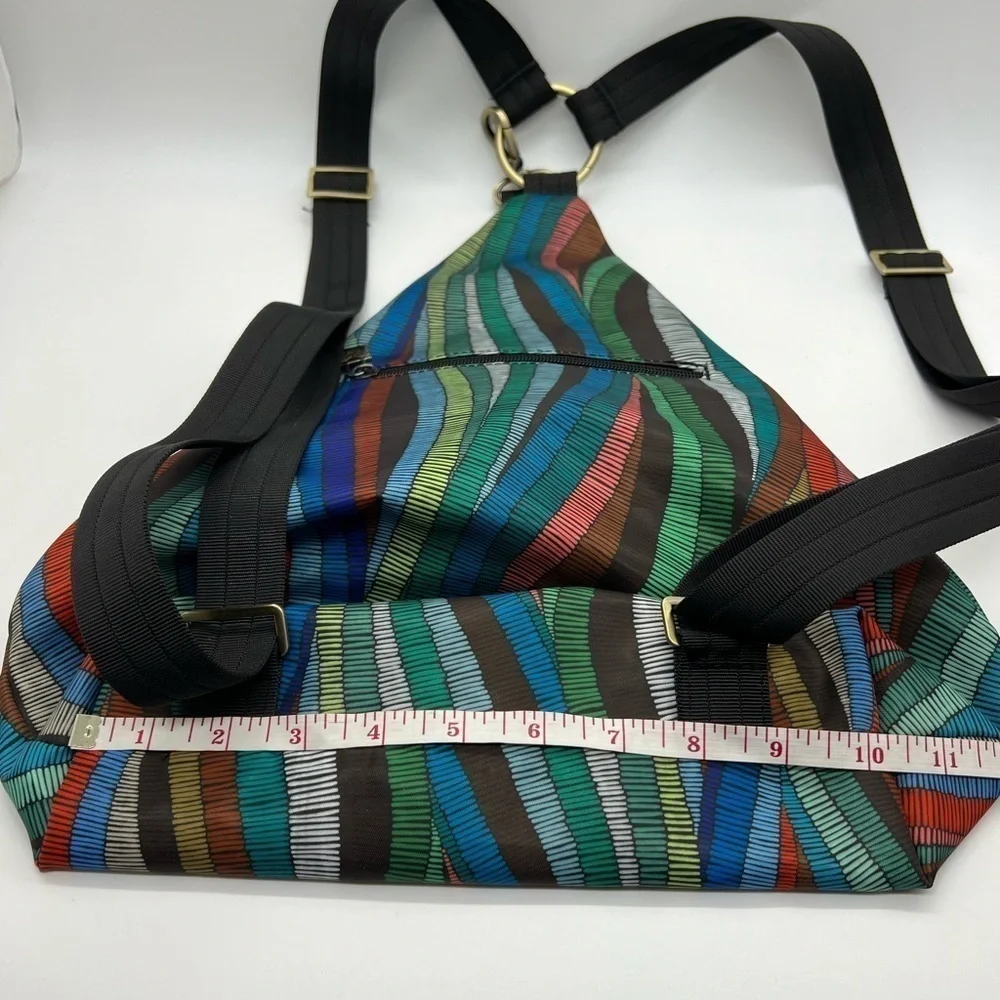 BLACK BUTTERFLY COLORFUL ABSTRACT PATTERN SMALL BACKPACK PURSE